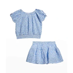 Shop All | Ditsy Blue Floral Cotton Skirt Set - CaringForTots - Professional Baby and Children's Products | Caring for Growth, Caring for Every Moment