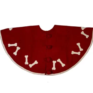 Shop All | Dog Bones On Red Christmas Tree Skirt In Hand Felted Wool - 60" - CaringForTots - Professional Baby and Children's Products | Caring for Growth, Caring for Every Moment