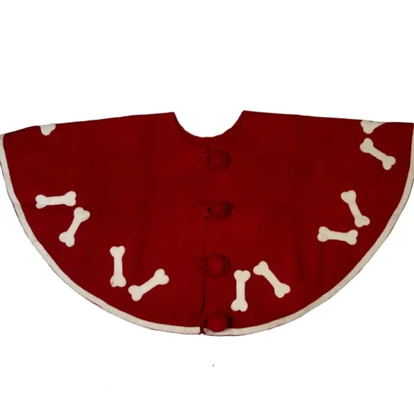 Shop All | Dog Bones On Red Christmas Tree Skirt In Hand Felted Wool - 60" - CaringForTots - Professional Baby and Children's Products | Caring for Growth, Caring for Every Moment