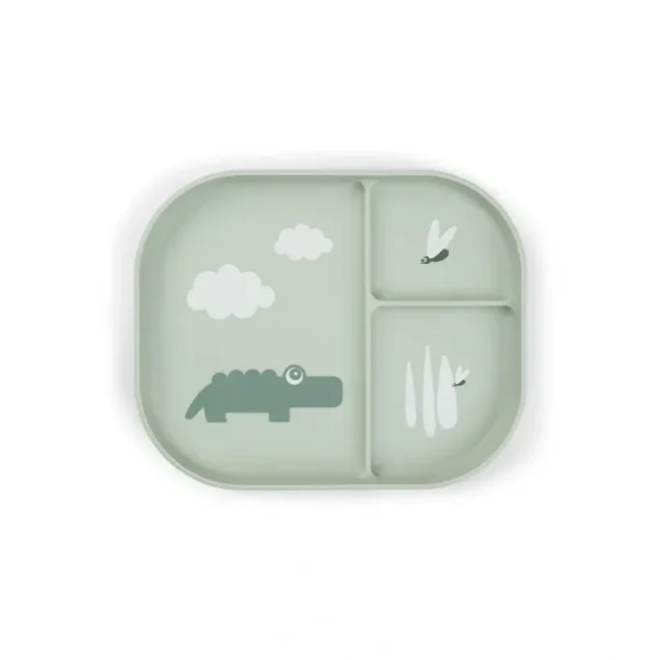 Shop All | Done by Deer Foodie Compartment Plate - Green - Croco - CaringForTots - Professional Baby and Children's Products | Caring for Growth, Caring for Every Moment