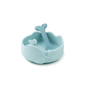 Shop All | Done by Deer Silicone Stick & Stay Bowl + Baby Spoon - Blue - Wally - CaringForTots - Professional Baby and Children's Products | Caring for Growth, Caring for Every Moment