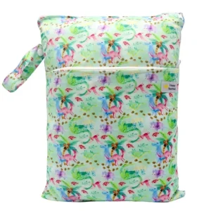 Shop All | Double Pocket Wet Bag By Happy Beehinds - Pink Dinosaur - CaringForTots - Professional Baby and Children's Products | Caring for Growth, Caring for Every Moment