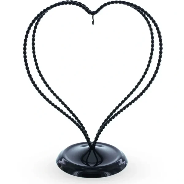 Shop All | Double Swirled Heart Black Metal Solid Round Base Ornament Display Stand 7.25 Inches - CaringForTots - Professional Baby and Children's Products | Caring for Growth, Caring for Every Moment