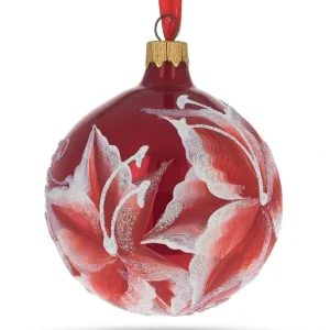 Shop All | Elegant Red Lilies Blown Glass Ball Christmas Ornament 3.25 Inches - CaringForTots - Professional Baby and Children's Products | Caring for Growth, Caring for Every Moment