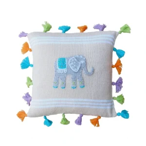 Shop All | Elephant Tassel 10" Pillow - CaringForTots - Professional Baby and Children's Products | Caring for Growth, Caring for Every Moment
