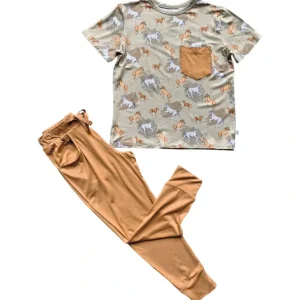 Cheap Ember Tan Bamboo Pocket Tee + Jogger Set - CaringForTots - Professional Baby and Children's Products | Caring for Growth, Caring for Every Moment