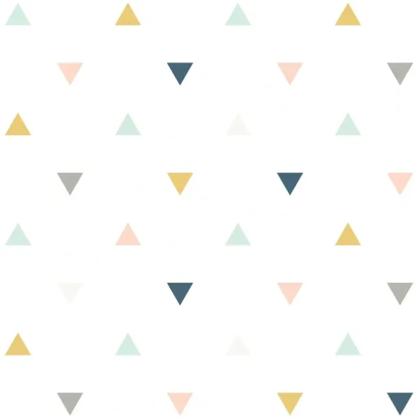 Online Enchanted - Sample Wallpaper, Triangles Pink, Mustard, Grey, Enchanted - CaringForTots - Professional Baby and Children's Products | Caring for Growth, Caring for Every Moment
