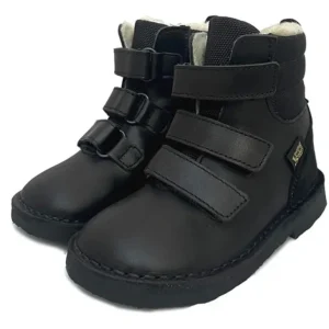 Best Ernest Kids Velcro Wool-Lined Boot Black Leather - CaringForTots - Professional Baby and Children's Products | Caring for Growth, Caring for Every Moment