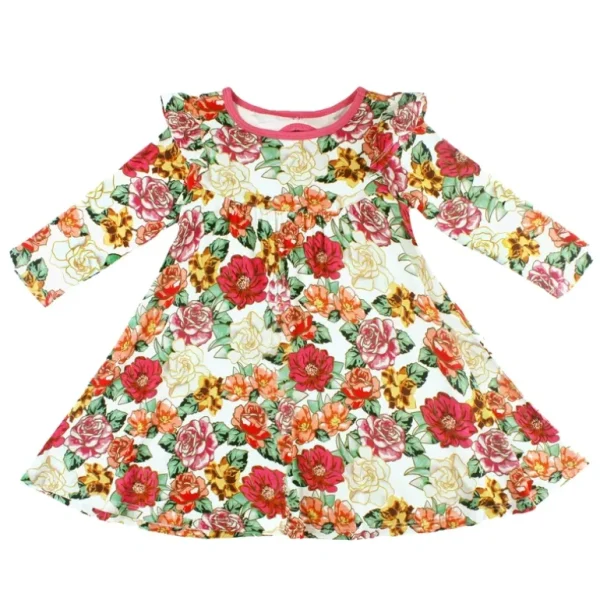 Best Sale Fall In Love Long Sleeve Twirling Dress (2t-8y) - CaringForTots - Professional Baby and Children's Products | Caring for Growth, Caring for Every Moment