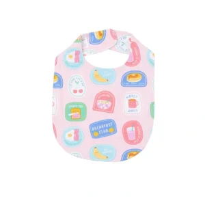 Fashion Feeding Bib - Breakfast Club Patches Pink - CaringForTots - Professional Baby and Children's Products | Caring for Growth, Caring for Every Moment