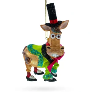 Discount Festive Donkey: Donkey In Whimsical Costume - Blown Glass Christmas Ornament - CaringForTots - Professional Baby and Children's Products | Caring for Growth, Caring for Every Moment