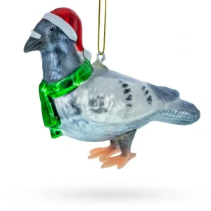 New Festive Santa Hat-wearing Pigeon - Blown Glass Christmas Ornament - CaringForTots - Professional Baby and Children's Products | Caring for Growth, Caring for Every Moment
