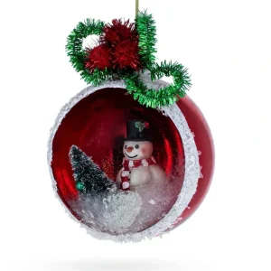 Best Sale Festive Snowman And His Christmas Tree - Blown Glass Ornament - CaringForTots - Professional Baby and Children's Products | Caring for Growth, Caring for Every Moment