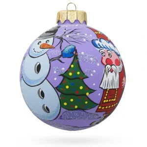 Discount Festive Trio: Santa, Snowman, And Christmas Tree Blown Glass Ball Ornament 3.25 Inches - CaringForTots - Professional Baby and Children's Products | Caring for Growth, Caring for Every Moment
