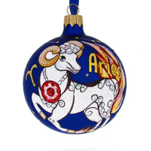 Best Fiery Aries: Zodiac Horoscope Sign Blown Glass Ball Christmas Ornament 3.25 Inches - CaringForTots - Professional Baby and Children's Products | Caring for Growth, Caring for Every Moment
