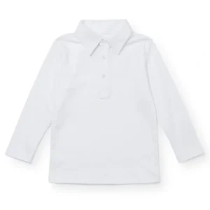 Hot Finn Pima Cotton Long Sleeve Polo For Boys - White - CaringForTots - Professional Baby and Children's Products | Caring for Growth, Caring for Every Moment