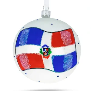 Hot Flag Of Dominican Republic Blown Glass Ball Christmas Ornament 4 Inches - CaringForTots - Professional Baby and Children's Products | Caring for Growth, Caring for Every Moment