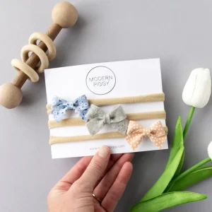 Cheap Forget Me Not | Baby Bow Set - CaringForTots - Professional Baby and Children's Products | Caring for Growth, Caring for Every Moment