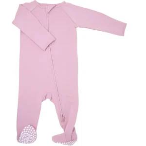Best French Terry Zipper Footie - Petunia Pink - CaringForTots - Professional Baby and Children's Products | Caring for Growth, Caring for Every Moment