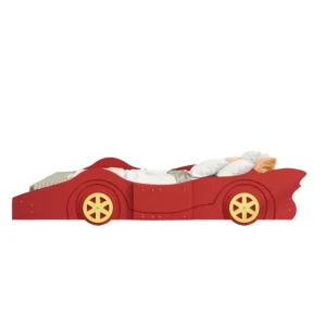 Cheap Full Size Race Car-Shaped Platform Bed with Wheels, Red - CaringForTots - Professional Baby and Children's Products | Caring for Growth, Caring for Every Moment