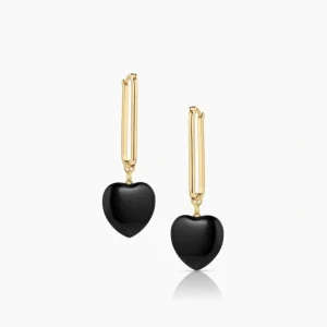 Store Gemma Onyx Heart Hoop Earrings - CaringForTots - Professional Baby and Children's Products | Caring for Growth, Caring for Every Moment