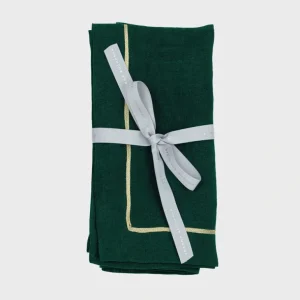 Clearance Gold Trim Dinner Napkins, Hunter Green, Set Of Two - CaringForTots - Professional Baby and Children's Products | Caring for Growth, Caring for Every Moment