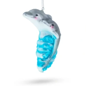 Shop All | Graceful Dolphin Riding The Wave - Blown Glass Christmas Ornament - CaringForTots - Professional Baby and Children's Products | Caring for Growth, Caring for Every Moment
