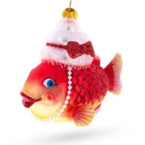 Cheap Grandma Fish In Santa Hat Blown Glass Christmas Ornament - CaringForTots - Professional Baby and Children's Products | Caring for Growth, Caring for Every Moment