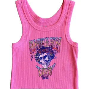 Shop Grateful Dead Pink Not-Quite Crop Tank - CaringForTots - Professional Baby and Children's Products | Caring for Growth, Caring for Every Moment