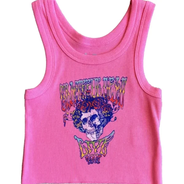 Shop Grateful Dead Pink Not-Quite Crop Tank - CaringForTots - Professional Baby and Children's Products | Caring for Growth, Caring for Every Moment