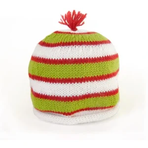 Sale Green & Red Striped Baby Hat - CaringForTots - Professional Baby and Children's Products | Caring for Growth, Caring for Every Moment