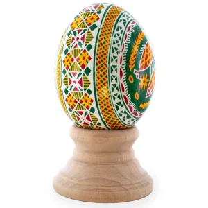 Clearance Green Authentic Blown Real Eggshell Ukrainian Easter Egg Pysanka - CaringForTots - Professional Baby and Children's Products | Caring for Growth, Caring for Every Moment