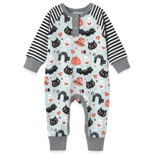 Discount Halloween Pumpkin-pals Henley Bamboo Romper - CaringForTots - Professional Baby and Children's Products | Caring for Growth, Caring for Every Moment