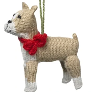 Cheap Hand Knit Alpaca Wool Christmas Ornament - Boxer Dog - CaringForTots - Professional Baby and Children's Products | Caring for Growth, Caring for Every Moment