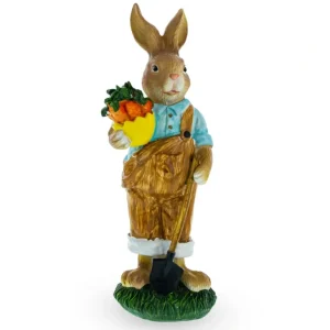 Hot Hardworking Father Bunny With Carrots Basket And Shovel Figurine - CaringForTots - Professional Baby and Children's Products | Caring for Growth, Caring for Every Moment