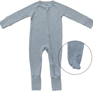 Best Sale Heather Grey Ribbed Bamboo Zipper - CaringForTots - Professional Baby and Children's Products | Caring for Growth, Caring for Every Moment