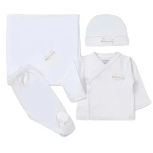 Best Sale Hello World Pima 4-piece Set, White - CaringForTots - Professional Baby and Children's Products | Caring for Growth, Caring for Every Moment