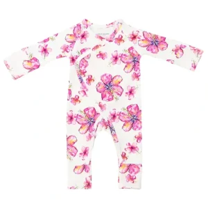 Store Hibiscus Kiss Bamboo Newborn Coverall - CaringForTots - Professional Baby and Children's Products | Caring for Growth, Caring for Every Moment