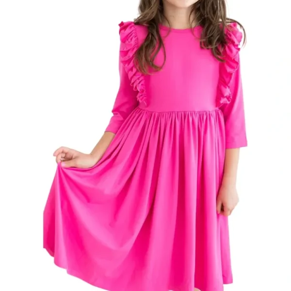 Hot Hot Pink Ruffle Twirl Dress - CaringForTots - Professional Baby and Children's Products | Caring for Growth, Caring for Every Moment