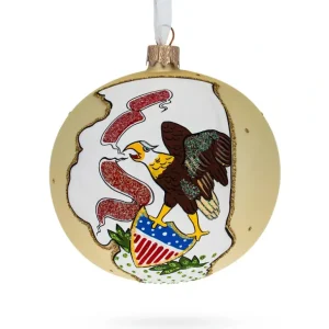 New Illinois State, Usa Glass Ball Christmas Ornament 4 Inches - CaringForTots - Professional Baby and Children's Products | Caring for Growth, Caring for Every Moment