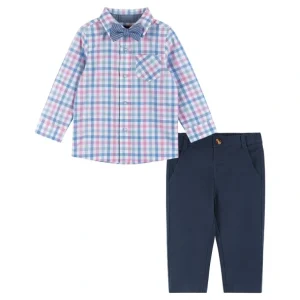Flash Sale Infant Plaid Buttondown & Pants Set | Navy - CaringForTots - Professional Baby and Children's Products | Caring for Growth, Caring for Every Moment