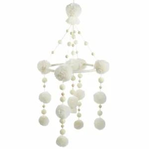 Sale Ivory Pom Pom Mobile - CaringForTots - Professional Baby and Children's Products | Caring for Growth, Caring for Every Moment