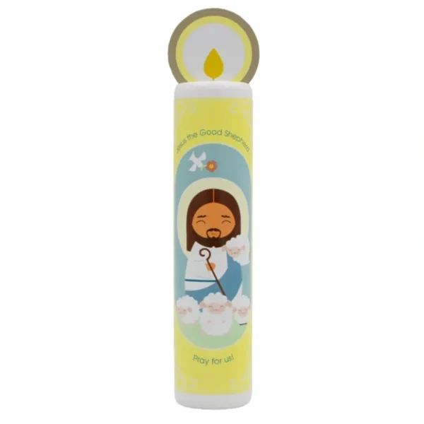 Best Sale Jesus Christ, The Good Shepherd (The Our Father) Wooden Prayer Candle - CaringForTots - Professional Baby and Children's Products | Caring for Growth, Caring for Every Moment