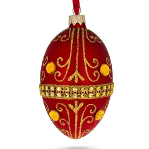 Cheap Jeweled Red Glass Egg Ornament 4 Inches - CaringForTots - Professional Baby and Children's Products | Caring for Growth, Caring for Every Moment