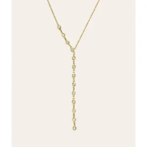 Shop All | 14k Gold Bezel Diamond Segment Lariat Necklace - CaringForTots - Professional Baby and Children's Products | Caring for Growth, Caring for Every Moment