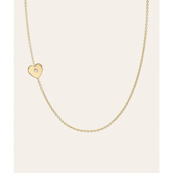 Shop All | 14k Gold Diamond Heart Asymmetrical Necklace - CaringForTots - Professional Baby and Children's Products | Caring for Growth, Caring for Every Moment