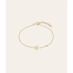 Shop All | 14k Gold Initial & Bezel Diamond Bracelet - CaringForTots - Professional Baby and Children's Products | Caring for Growth, Caring for Every Moment