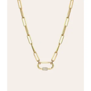 Shop All | 14k Gold Large Paper Clip Chain With Diamond Carabiner Necklace - CaringForTots - Professional Baby and Children's Products | Caring for Growth, Caring for Every Moment