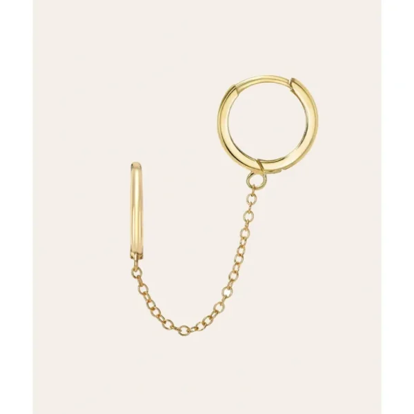 Shop All | 14k Gold Small Chain Huggie Earrings - CaringForTots - Professional Baby and Children's Products | Caring for Growth, Caring for Every Moment