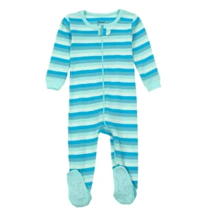 Shop Kids Footed Cotton Orca Stripes Pajamas - CaringForTots - Professional Baby and Children's Products | Caring for Growth, Caring for Every Moment